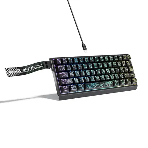 7KEYS 60% Wired RGB Gaming Keyboard, 61-Key Compact Keyboard with Transparent Topographic Keycaps, Built-in Lanyard, 25-Key Anti-Ghosting, 8 RGB Modes, Compatible with Windows, Mac, Linux, PS5, Xbox Series X/S & Nintendo Switch