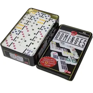 Dominoes Double 9 Color Dot Melamine Dominoes Set 55 Pieces with Instruction for 12 Domino Games