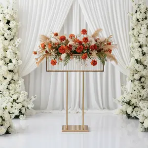 Clear Gold Crystal Flower Stand 70x90cm for Wedding Party Birthday Centerpiece