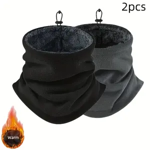 2pcs Men'S Thermal Neck Gaiters - Windproof Cold Weather Face Masks with Soft Fleece Lining, Heavy-Duty Thermal Insulation for Skiing, Motorcycling, Cycling - Adjustable Neck Gaiter Balaclava, Breathable Polyester - Ideal for Extreme Cold - Hand Was