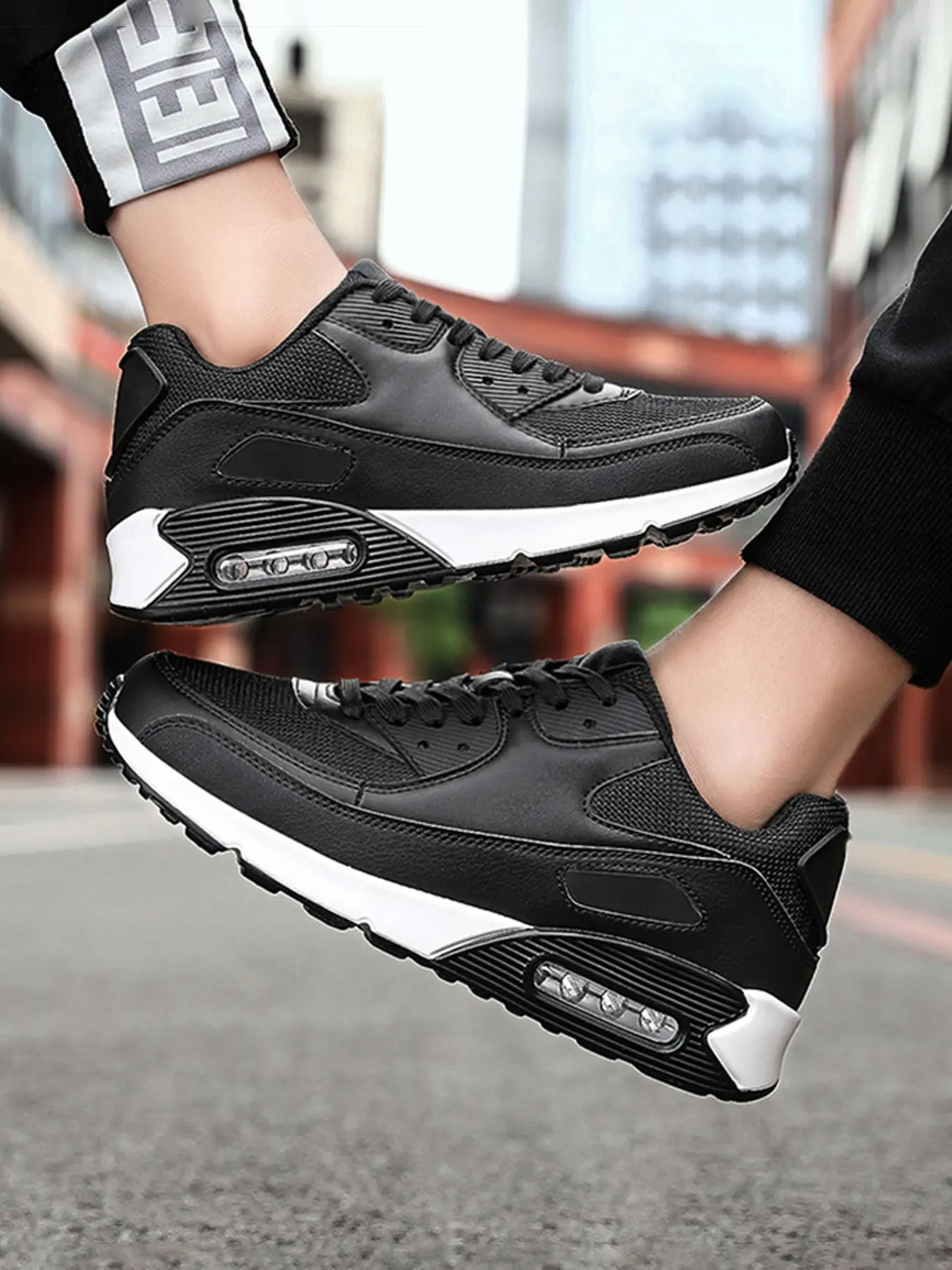 Men's Fashion Air Cushion Outdoor Low Top Sneakers, Comfortable Durable Design, Casual PU Leather Shoes, Ideal for Active Lifestyle, New Sneakers