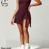 Women's Sporty Wrap Golf Dress, Sleeveless Slim-Fit Above-The-Knee Gym Wear, Quick-Dry High-Elastic Workout Tennis Dress for Summer, Sleeveless Sports Dress