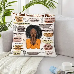1pc Christian Faith Pillow - Bible Version Decor with Prayer Symbols, Inspirational Religious Home Decor for Living Room, Bedroom, Church - Machine Washable Polyester Cushion, Uplifting Design, Zipper Closure