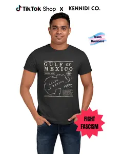 Gulf of Mexico Map Vintage T-shirt Casual Fabric Womenswear Statement Top Collar Tee Tshirt