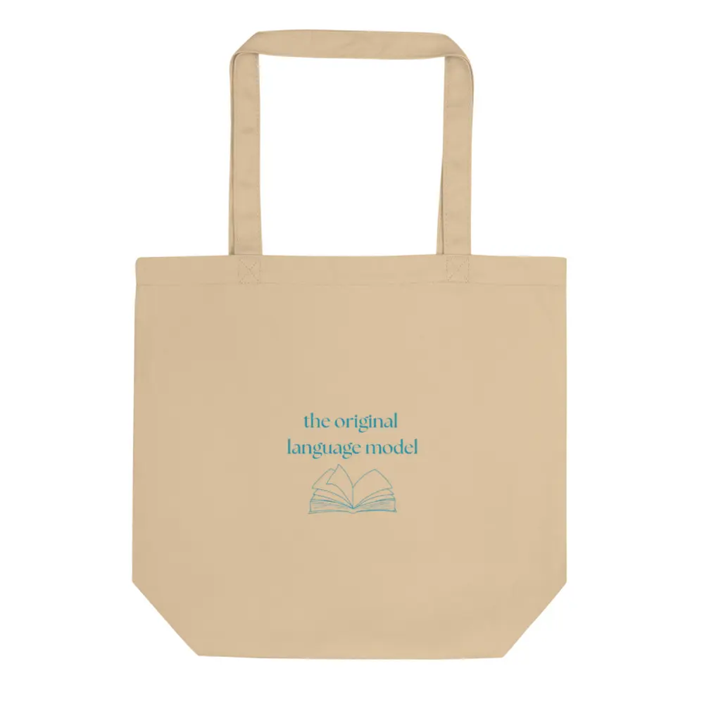 Original Language Model Tote, Anti AI Book Lover Canvas Tote, Bookish Reader Bag