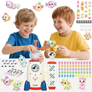 DIY Space Magic Balloon Craft Kit, Sticker Decorated Balloons Toy for Kids, Rocket Air Pump Fun with Balloon Monster Pals, DIY Creative Activity, Birthday Gifts for Girls Boys Ages 3+