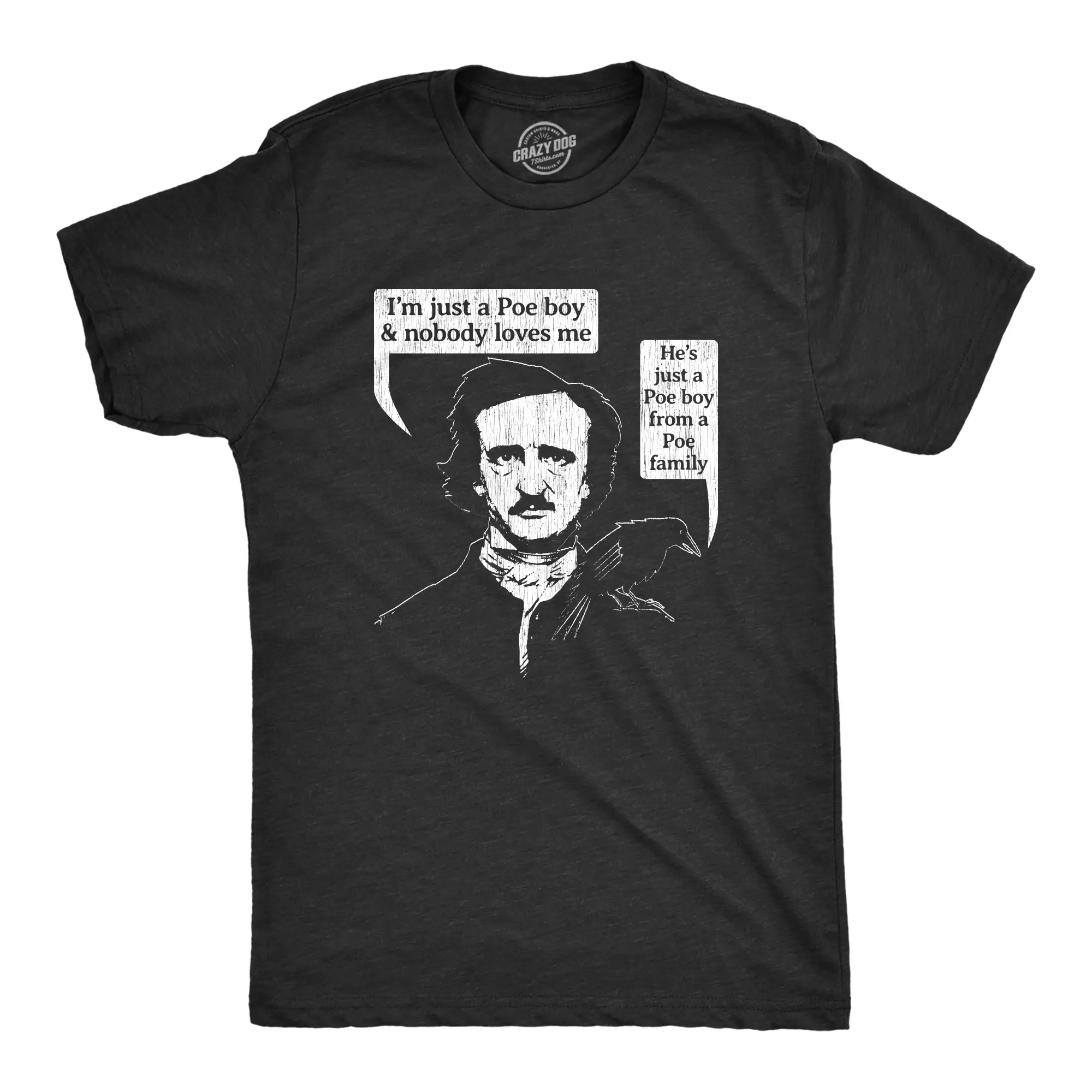 Mens Poe Boy T Shirt Funny Edgar Allan Poe Literature Rock Tee Mens Funny T Shirts Cool Vintage Fashion T-Shirt Gift Classic Menswear Music Apparel for Men Funny Nerd Short Sleeve Novelty Tees for Guys Black