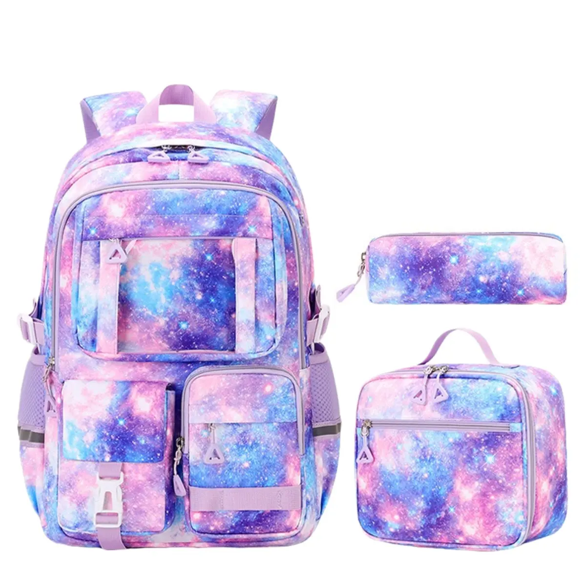 Three-Piece Waterproof Backpack Set, Oxford Cloth, Student Backpack for Boys and Girls—Summer, Large Capacity, Fresh Color-Blocking, Lightweight Backpack