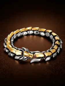 Men's Dragon Scale Titanium Steel Bracelet, Silver & Gold Tone Options, Retro Punk Style, Hypoallergenic & Fade Resistant, Unique Streetwear Accessory, Ideal Gift