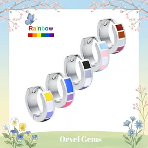 Pride Rainbow Huggie Hoop Earrings | Colorful Mini Hoop Earrings for LGBT Pride | Unisex LGBTQ+ Flag Jewelry for Women & Men | Daily Wear Stainless Steel Earrings
