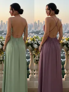 Women's Solid Color Cami Lounge Dress, Sleeveless Long Summer Slip Dress, Elegant Pleated Drawstring Casual Party Vacation Wear, Chic Sleepwear Nightgown, Loungewear for Women, Lazy Style Comfy Advanced Sense Dress