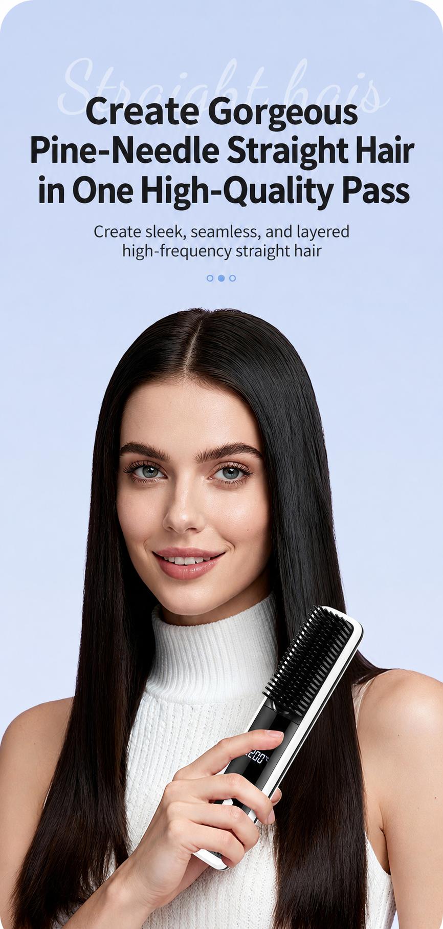 Lightweight Hair Straightener Brush with MCH Rapid Heating, 3 Temp Levels & Cool Air Styling, Fast Charging Travel Ready Hair Tools with Digital Display, Adjustable, Cordless, Anti-Frizz, Dual Voltage, Smooth, Straightening Curly Hair Lightweight Hair Straightener Brush with MCH Rapid Heating, 3 Temp Levels & Cool Air Styling, Fast Charging Travel Ready Hair Tools with Digital Display, Adjustable, Cordless, Anti-Frizz, Dual Voltage, Smooth, Straightening Curly Hair