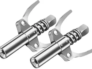 2PCS Grease Gun Coupler, Grease Gun Tips Accessories, 12000 PSI Leak Proof Design Double Handle Grease Nozzle, Compatible with All 1/8" NPT