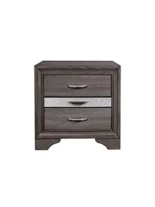 HomeRoots 478615 27 in. Grey Two Drawer Nightstand