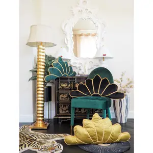 Gold Lace Sunburst in a Shell Pillow - Black