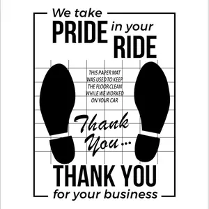 We Take Pride in Your Ride White Car Paper Floor Mats 50Pcs Vehicles Disposable Floor Pads Temporary Cars Floor Protector Automotive Mat Covers Protector Detailing Detail Wash Temporary Sticky 16x20inch