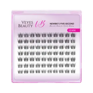 VEYESBEAUTY Aliva Feather Wispy Lash Clusters, Makeup Eyelash Extensions with Thin & Invisible Band, DIY Individual False Eyelashes Lash Tray for Self-application