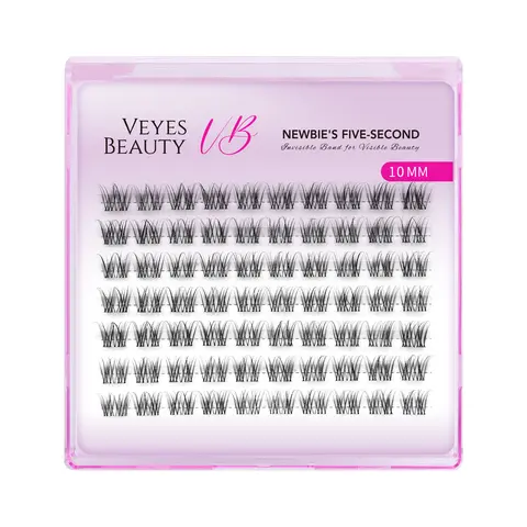 VEYESBEAUTY Aliva Nature Cosmetic Eyelash Clusters for Adults - DIY Thin Invisible Band Soft Wispy Lashes with Custom Placement, Control & Self-Application Makeup Tray