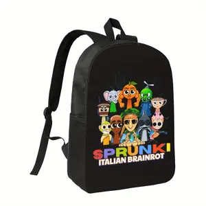 Sprunki Italian Brainrot Youth Backpack - Lightweight, Adjustable Straps, Colorful Cartoon Character Design, Durable Polyester, Perfect for School & Casual Use, Casual Backpack |   Playful Design |   Adjustable Straps, Backpack for School, For Tee
