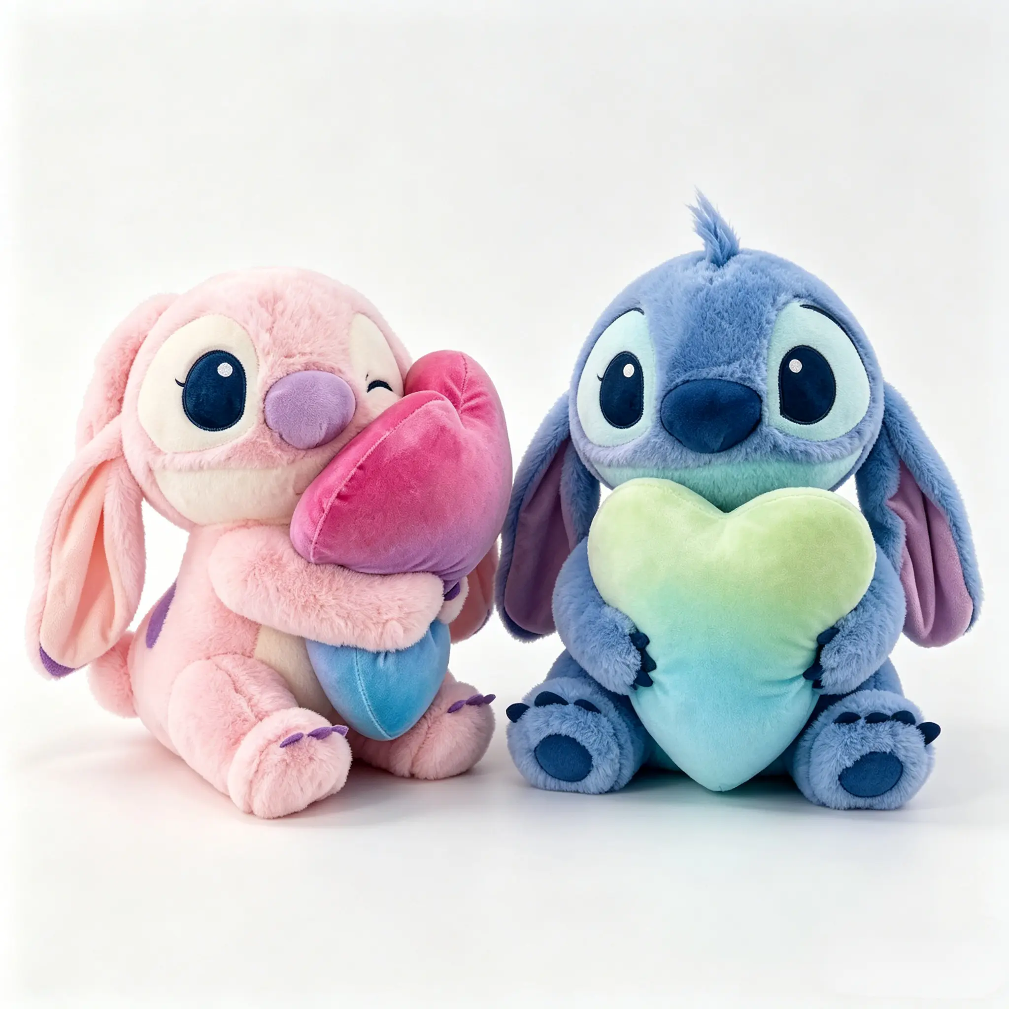Disney Stitch Couple Plush Set 11.8 Inches Holding Heart Stuffed Dolls Official Licensed Valentine Decor Gift for Teens & Adults