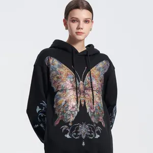 TCH—Light Luxury，Unisex Outfit, New Arrival Rhinestone Design Butterfly Hoodie Fashionable Casual Wear
