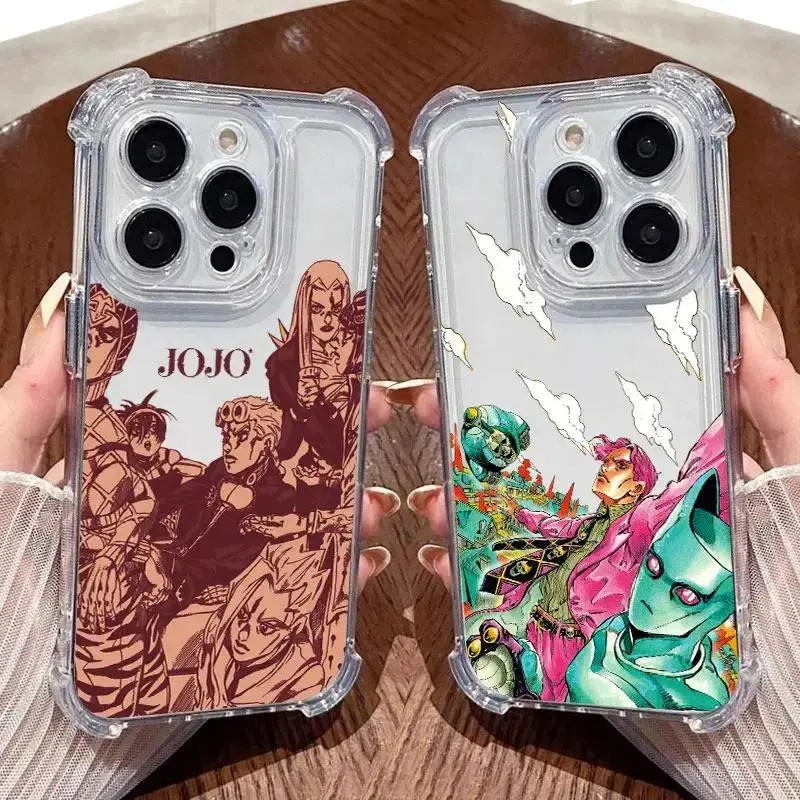 JoJo's Bizarre Adventure Anime-Themed Transparent Phone Cover - Animal-Print Accessory, Protective Protector, Drop-Resistant, Personalized Fit for iPhone 17,16,15,14,13,12,11 Pro Max Plus Devices