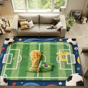 2026 World Cup Theme Football Field Rug, Brazil Team Limited Edition, Transform Living Room Into Stadium, Stadium Transformation, Fan Celebration Carpet