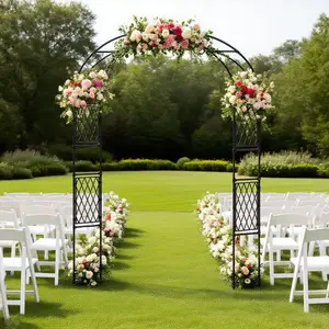 7.5FT Tall PE Coated Stainless Steel Garden Arch, Heavy Duty Outdoor Trellis for Climbing Vines, Vegetables and Flowers, Stylish Backyard Arbor for Wedding and Party Decor