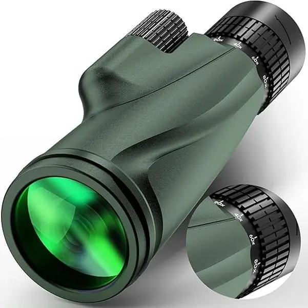 80x100 High Powered Monocular Telescope for Adults with Tripod & Smartphone Adapter, BAK4 Prism FMC Green Lens, Large View Monocular for Bird Watching, Hiking and Outdoor Activities