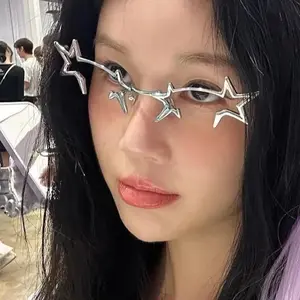 Y2K Punk Technology Star Glasses Frame Anime Hip Hop Folding Star Eyeglass Frame Unisex Fashion Personalized Accessories