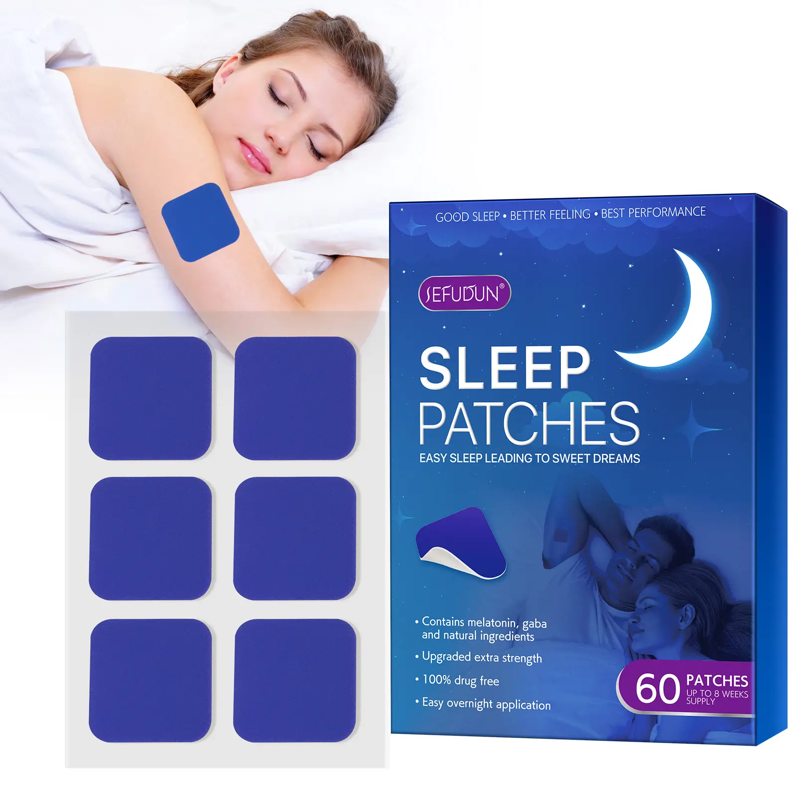 SEFUDUN sleep patch 60p, soothing sleep health care patch insomnia patch sleep patch sleep patch fall asleep patch deep sleep patch 60p, suitable for poor sleep, insomnia people