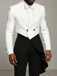 INCERUN Men's Fashion Elegant Asymmetrical Design Solid Color Long Sleeve Suit Jacket Menswear, Perfect for Daily Wear, Stylish and Comfortable