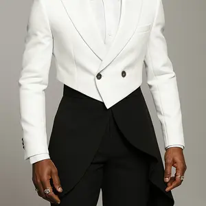 INCERUN Men's Fashion Elegant Asymmetrical Design Solid Color Long Sleeve Suit Jacket Menswear, Perfect for Daily Wear, Stylish and Comfortable