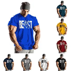 Men Gym Beast Bodybuilding Fitness Sport Workout Casual Cotton T-shirt Tee Vest VBY