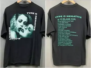 [SALE UP TO 50%] Reprint Type O Negative Bloody Kisses basic black 2 Side short sleeve T shirt