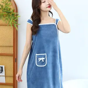 Summer Lightweight Absorbent Bathrobe, Adult Strapless Towel Wrap, Coral Fleece Quick-Dry Robe, Comfortable and Durable Bathroom Accessory, Loungewear