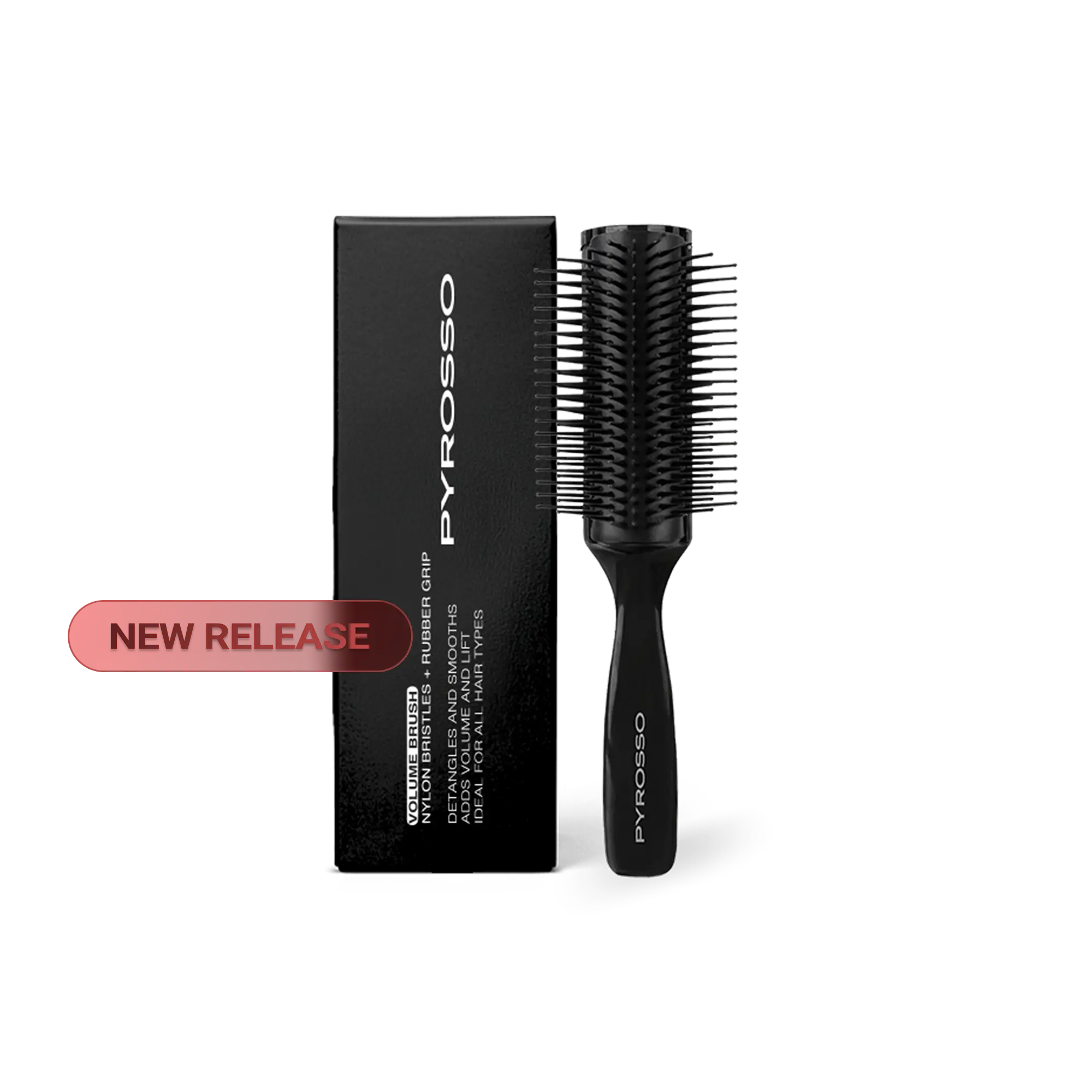 PYROSSO NYLON Volume Brush with Rounded Barrel & Heat-Resistant Bristles for Effortless Styling Enhances Volume Curl and Shape Reduces Frizz Anti-Static Non-Slip Grip