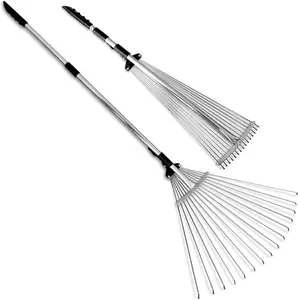 Adjustable Metal Rake - Collapsible & Telescopic - Garden, Yard, & Lawn - Ideal for Leaves, Shrubs & Small Areas. J16A