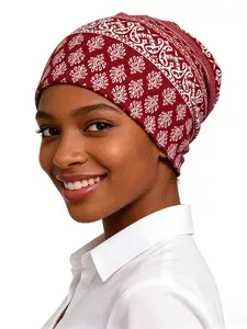 Men's Beanie Hat Skull Cap Headwear, Casual Style Random Print Design, All-Season Wearable Accessory for Men