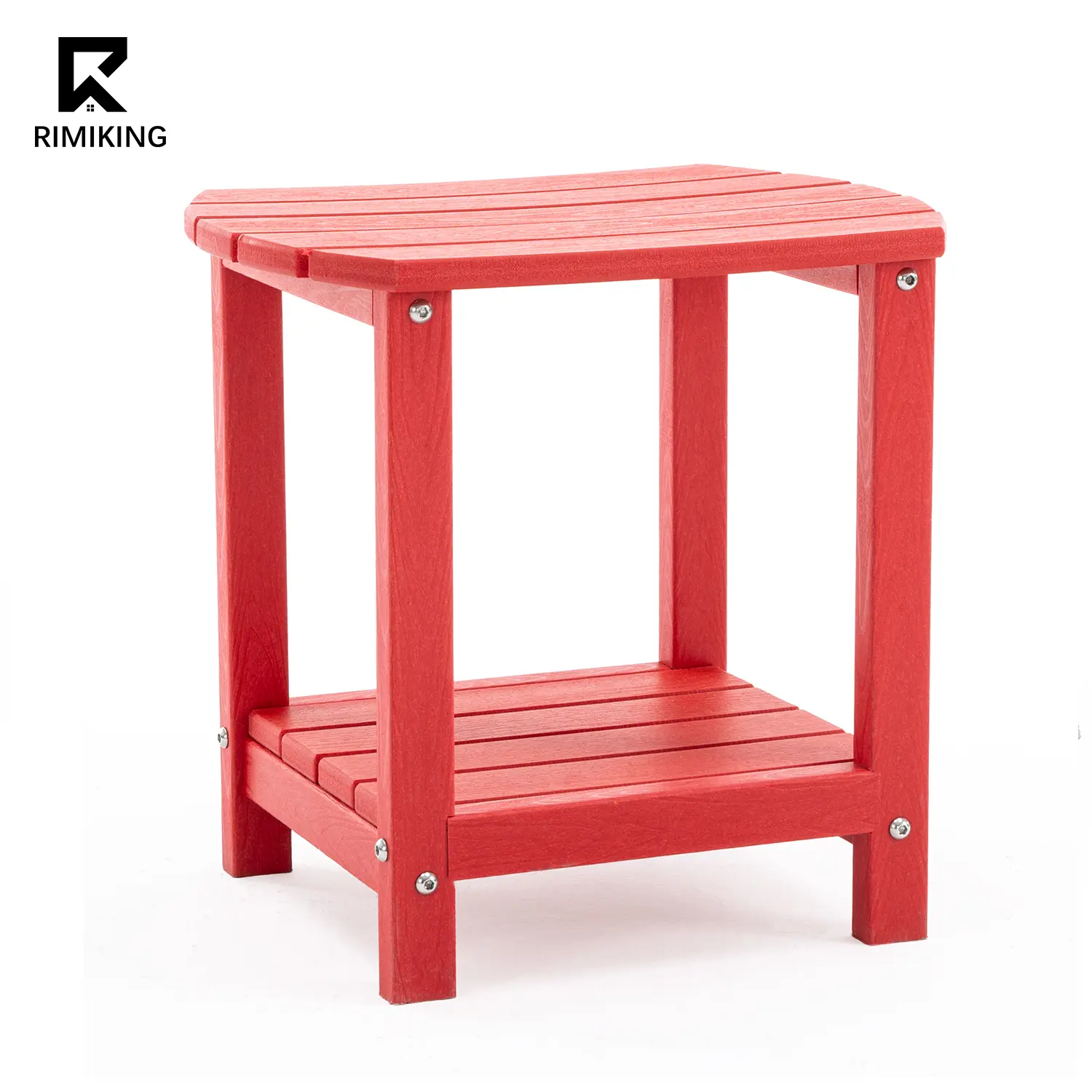 RIMIKINGRIMIKING Weatherproof  Side Table, Outdoor End Table with Two-Tier Storage, UV-Resistant, Maintenance-Free Patio Furniture