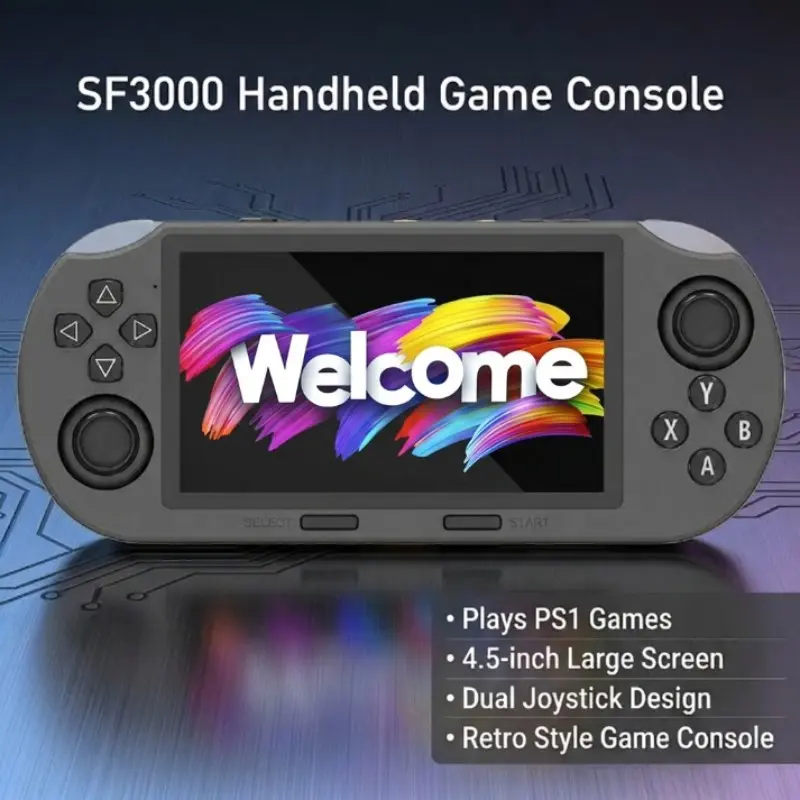Sf3000 Portable Retro Game Console, 4.5 Inch IPS HD Screen, Thousands of Arcade Games, Multiple Emulators, Ideal for Students and Nostalgic Players, Portable Handheld Console, Handheld Gaming, Handheld Game Consoles