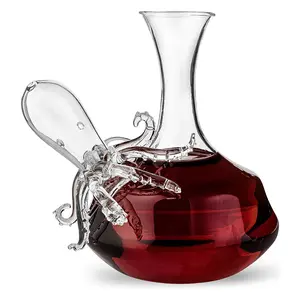 Octopus Tentacle Glass Decanter Handcrafted Decorative for Wine or Whiskey Antique Bronze Finish Statue and Glass Decanter Set 1000 ml, Extraordinary Detail, Kraken Sea - The Wine Savant