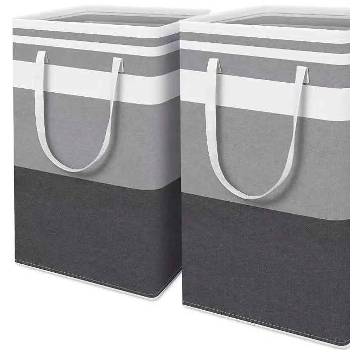 2-Pack 75L Large Waterproof Laundry Baskets, Freestanding Collapsible Travel Organizers with Easy-Carry Handles, for Home/Dorm Clothes, Towels (Black/Gray) Travel Luggage & Bags Essential
