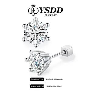 【#23】Classic Six-prong 0.5-1ct Synthetic Moissanite Stud Earrings, Plum blossom Cut Moissanite Earrings for Women with Certificate of Authenticity for Women Girls Men gift