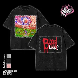 Half Blood BloodLuxe Slayr V2 T-Shirt, Rage Rap Graphic Tee, Gothic Cyber Aesthetic Streetwear Y2K Style, Washed Cotton Oversized Shirt, Gift for Fans