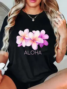100% Cotton HAWAIIAN ALOHA Plumeria art Fashion T-Shirt
