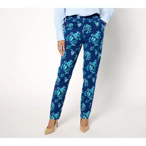 Isaac Mizrahi Live! Petite 24/7 Stretch Straight Leg Printed Pants