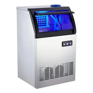 155 lbs Commercial Ice Maker Stainless Steel Freestanding Undercounter Ice Machine with Self-Cleaning LED Control for Home Bar Restaurant