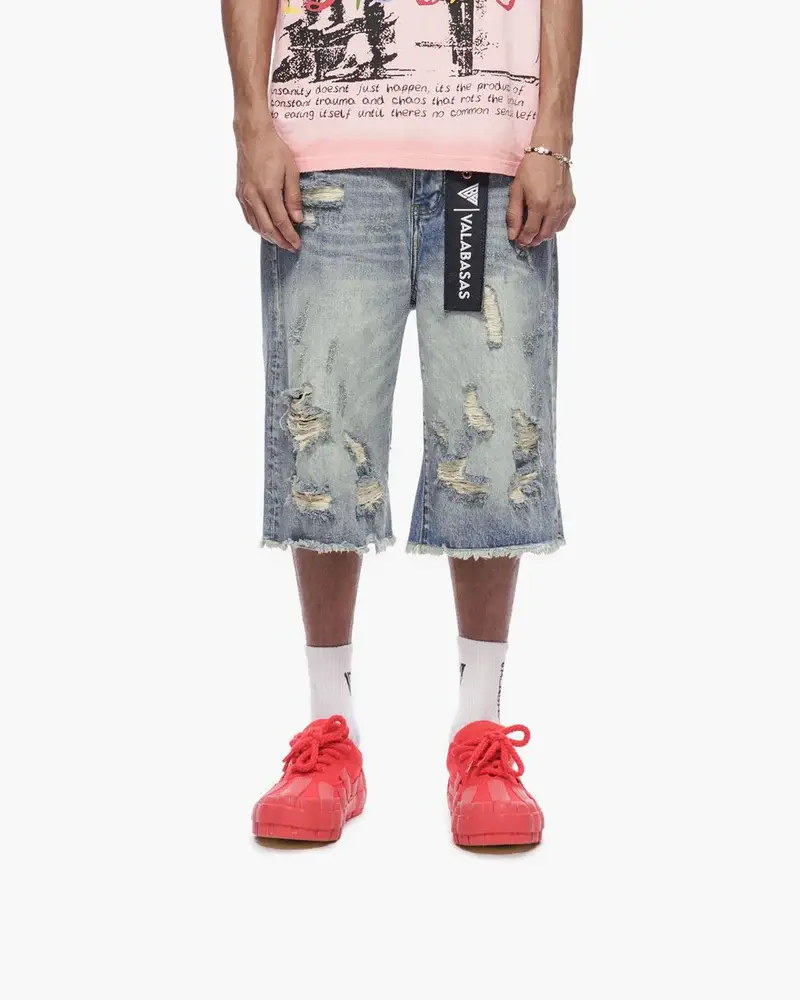 VALABASAS VLBS-VSH1-1002 SNAPPED BAGGY DENIM SHORTS