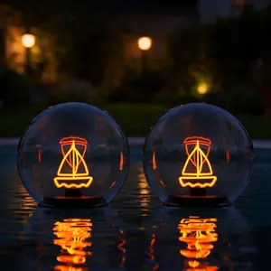 UUFFOO 2-Pack 6“ Solar Floating LED Lamp with Stick, 3 Ways to Use for Outdoor Pool / Patio / Table Decor, IP66 Waterproof Weatherproof